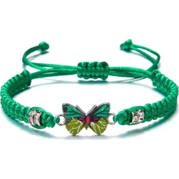 Náramek Barevný ručně pletený šňůrkový náramek | dámský náramek, motýlí náramek - BR23Y0083-3