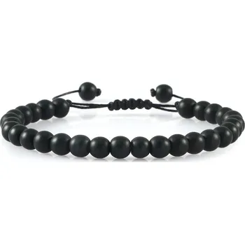 Náramek Elegantní minerální náramek s korálky z lávového kamene | pánský náramek, korálkový náramek - 6mm černá matná