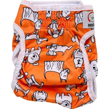 toaleta pro psa MISOKO Pratelné plenky pro fenky MISOKO&CO - potisk štěňata - oranžová Velikost: XS