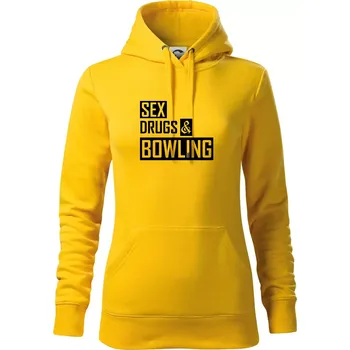 Dámská mikina Sex drugs bowling - Mikina dámská Cape s kapucí - S ( Žlutá )