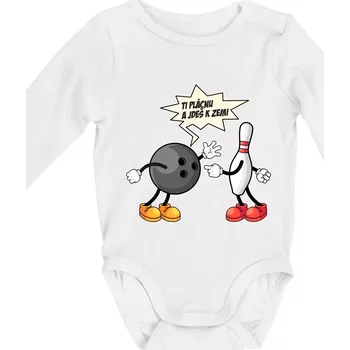 Ti jednu plácnu a jdeš k zemi - Body kojenecké s dlouhým rukávem - Dlouhý r. do 3 měs ( Bílá )