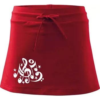 Dámská sukně Noty a hvězdy - Sportovní sukně - two in one - L ( Červená )