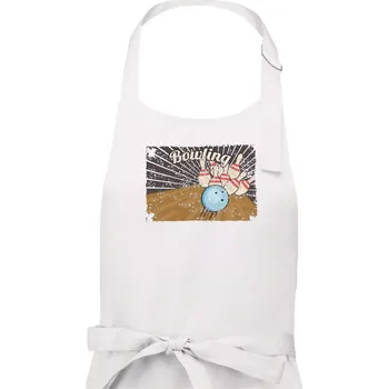 Kuchyňská zástěra Bowling plakát - Dámská zástěra na vaření - Univerzální velikost ( Bílá )