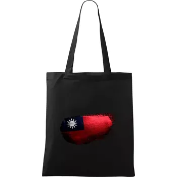 Taiwan vlajka štětcem kreslená - Taška bavlněná - 42 x 38 cm ( Černá )