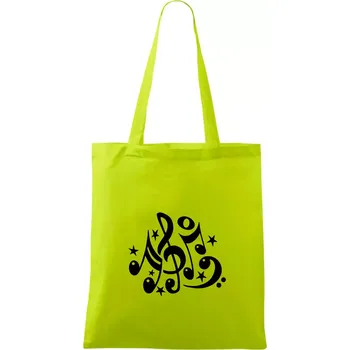 Noty a hvězdy - Taška bavlněná - 42 x 38 cm ( Limetková )