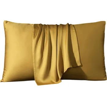 Potah na židli Hedvábný povlak na polštář barevný 50x80 cm Luxusní tkanina Přírodní jemnost Ochrana vlasů a pleti Elegantní ložnicový doplněk žlutá