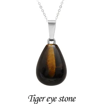 Náhrdelník Náhrdelník s přívěskem z přírodního minerálu | krátký náhrdelník, náhrdelník s kamenem - Kámen tygřího oka