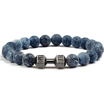 Náramek Stylový pánský náramek z kamene s motivem činky | energetický náramek, pánský náramek - Zvětralá zbraň , 21 cm