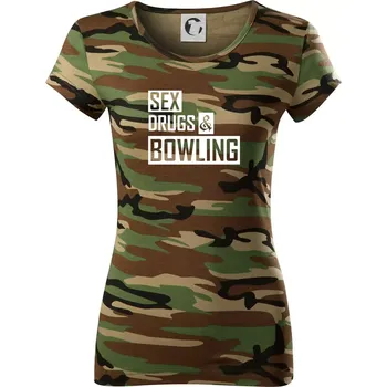 Sex drugs bowling - Dámské maskáčové triko - L ( Hnědý maskáč )