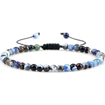 Náramek Minimalistický onyxový náramek minerálních korálků | energetický náramek, náramek přátelství - Tmavě modrý oheň