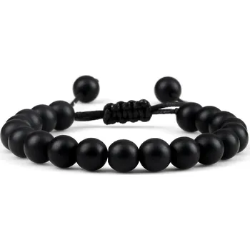Náramek Elegantní minerální náramek s korálky z lávového kamene | pánský náramek, korálkový náramek - 8mm černá matná