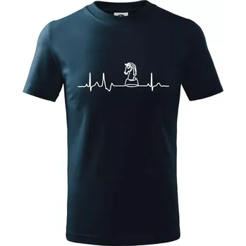 Chlapecké tričko EKG Šachové figurky - Jezdec - Tričko dětské bavlněné - 134 cm/8 let ( Námořní modrá (velmi tmavá - téměř černá) )