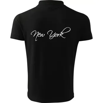 Pánská košile New York nápis psacím - Polokošile pánská Pique Polo 203 - 5XL ( Černá )