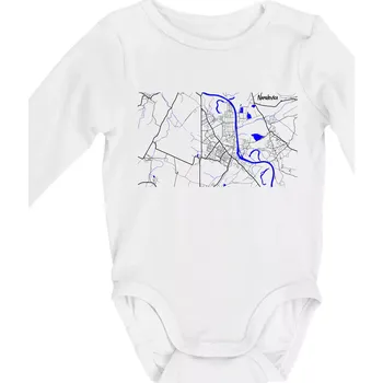 Kojenecký body Neratovice - Mapa s vodními toky - Body kojenecké s dlouhým rukávem - Dlouhý r. do 3 měs ( Bílá )