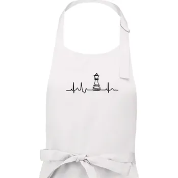 Kuchyňská zástěra EKG Šachové figurky - dáma - Pánská zástěra na vaření - Univerzální velikost ( Bílá )