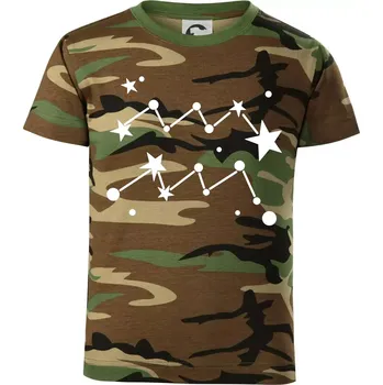 Souhvězdí - Aquarius - Vodnář - Dětské maskáčové triko - 104-110cm / 3-4 roky ( Hnědý maskáč )