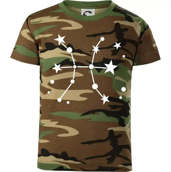 Souhvězdí - Pisces - Ryby - Dětské maskáčové triko - 146 cm/10 let ( Hnědý maskáč )