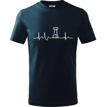 Chlapecké tričko EKG Šachové figurky - Věž - Tričko dětské bavlněné - 134 cm/8 let ( Námořní modrá (velmi tmavá - téměř černá) )