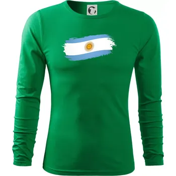 Pánské oblečení Argentina vlajka okousaná - Triko s dlouhým rukávem FIT-T long sleeve - M ( Středně zelená )