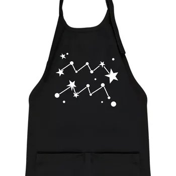Kuchyňská zástěra Souhvězdí - Aquarius - Vodnář - Dětská zástěra na vaření - Univerzální velikost ( Černá )