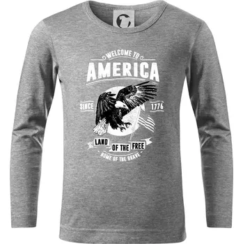 Chlapecké tričko Welcome To America - Triko dětské Long Sleeve - 146 cm/10 let ( Tmavě šedý melír )