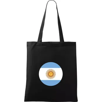 Nákupní taška Argentina vlajka kulatá - Taška bavlněná - 42 x 38 cm ( Černá )