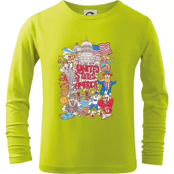 Dětská móda USA karikatura - Triko dětské Long Sleeve - 146 cm/10 let ( Limetková )