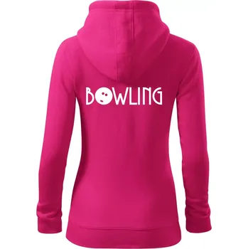 Dámská mikina Bowling nápis - Dámská mikina trendy zipper s kapucí - S ( Purpurová )