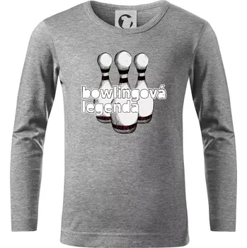 Chlapecké tričko Bowlingová legenda - Triko dětské Long Sleeve - 104-110cm / 3-4 roky ( Tmavě šedý melír )