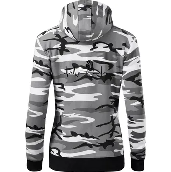 Dámská mikina EKG Šachové figurky - Jezdec - Dámská mikina trendy zipper s kapucí - XS ( Šedý maskáč )