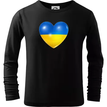 Chlapecké tričko Ukrajina srdce vlajka - Triko dětské Long Sleeve - 122 cm/6 let ( Černá )