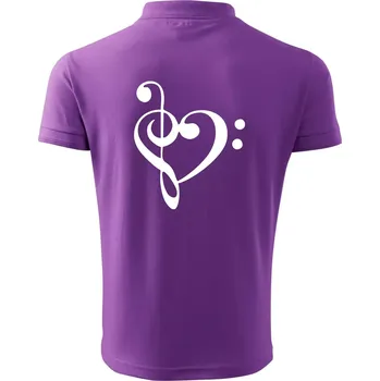 Pánská košile Houslový klíč srdce - Polokošile pánská Pique Polo 203 - M ( Fialová )