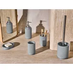 5dílná sada koupelnových doplňků světle šedá umělá pryskyřice dávkovač mýdla miska na mýdlo toaletní štětka kelímek držák na zubní kartáček Beliani