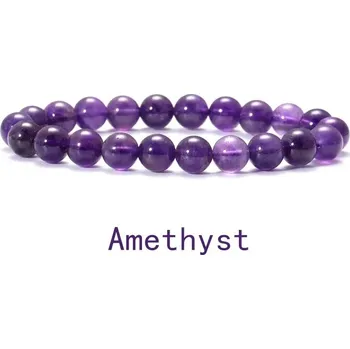 Náramek Náramek s korálků z přírodního minerálu | náramek, šperk - Ametyst , 19,5–20 cm , 8mm Beads