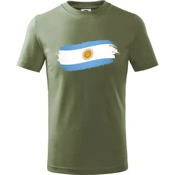 Chlapecké oblečení Argentina vlajka okousaná - Tričko dětské bavlněné - 104-110cm / 3-4 roky ( Khaki )