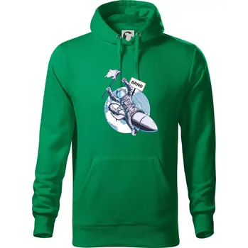 Pánská mikina Brno penis raketa - Mikina pánská Cape s kapucí - 5XL ( Středně zelená )