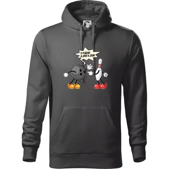 Pánská mikina Ti jednu plácnu a jdeš k zemi - Mikina pánská Cape s kapucí - 5XL ( Ocelově šedá )