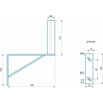 Příjem digitálního pozemního vysílání CSAT KM200 dvoubodový kovový držák, 20cm od zdi