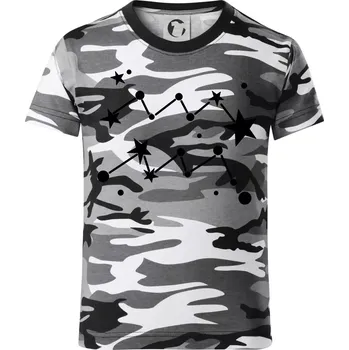 Chlapecké tričko Souhvězdí - Aquarius - Vodnář - Dětské maskáčové triko - 122 cm/6 let ( Šedý maskáč )