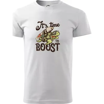 Pánské tričko Its time to boost turtle - Triko extra velké (5-8XL) - 7XL ( Bílá )