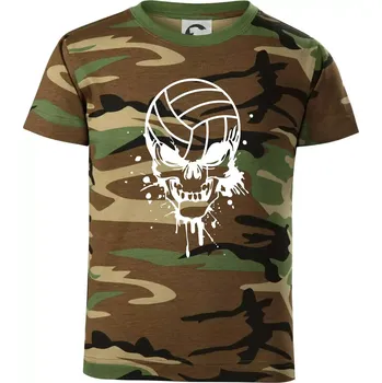 Chlapecké tričko Volejbal lebka splash - Dětské maskáčové triko - 134 cm/8 let ( Hnědý maskáč )