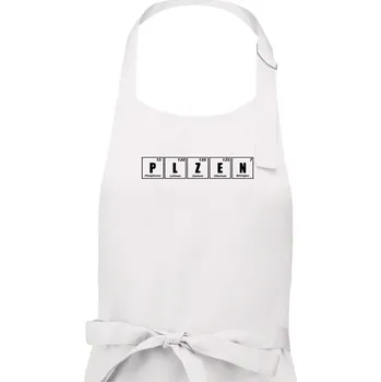 Kuchyňská zástěra Periodická tabulka Plzeň - Pánská zástěra na vaření - Univerzální velikost ( Bílá )