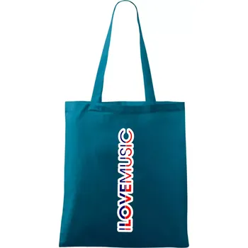 I love music na výšku - Taška bavlněná - 42 x 38 cm ( Petrolejová )