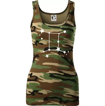 Dámské tričko Souhvězdí - Gemini - Blíženci - Dámské Maskáčové tílko - XS ( Hnědý maskáč )