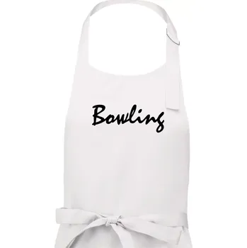 Kuchyňská zástěra Bowling nápis psací - Dámská zástěra na vaření - Univerzální velikost ( Bílá )