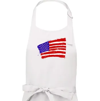 Kuchyňská zástěra Americká vlajka ohnutá - Pánská zástěra na vaření - Univerzální velikost ( Bílá )