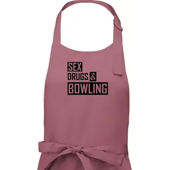 Kuchyňská zástěra Sex drugs bowling - Pánská zástěra na vaření - Univerzální velikost ( Starorůžová )