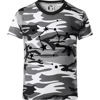 Chlapecké tričko Souhvězdí - Libra - Váhy - Dětské maskáčové triko - 134 cm/8 let ( Šedý maskáč )