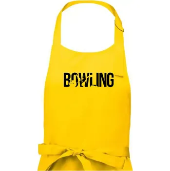 Kuchyňská zástěra Bowling nápis kuželky - Dámská zástěra na vaření - Univerzální velikost ( Žlutá )
