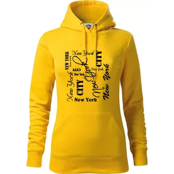 Dámská mikina New York City font - Mikina dámská Cape s kapucí - S ( Žlutá )